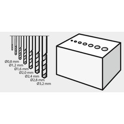 Dremel 628 - Sada přesných vrtáků 7ks rozměry